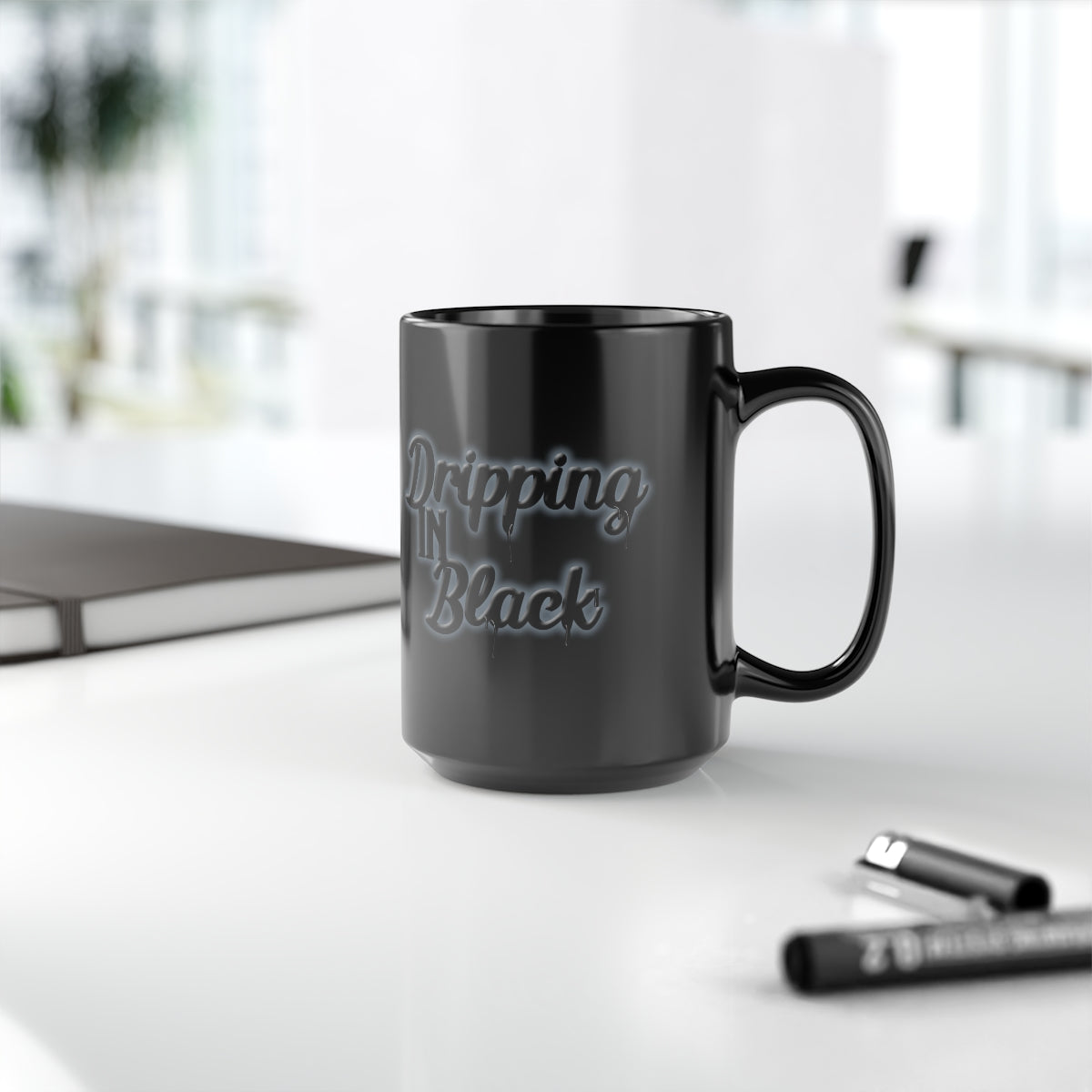 Dripping in Black Mug, 15oz