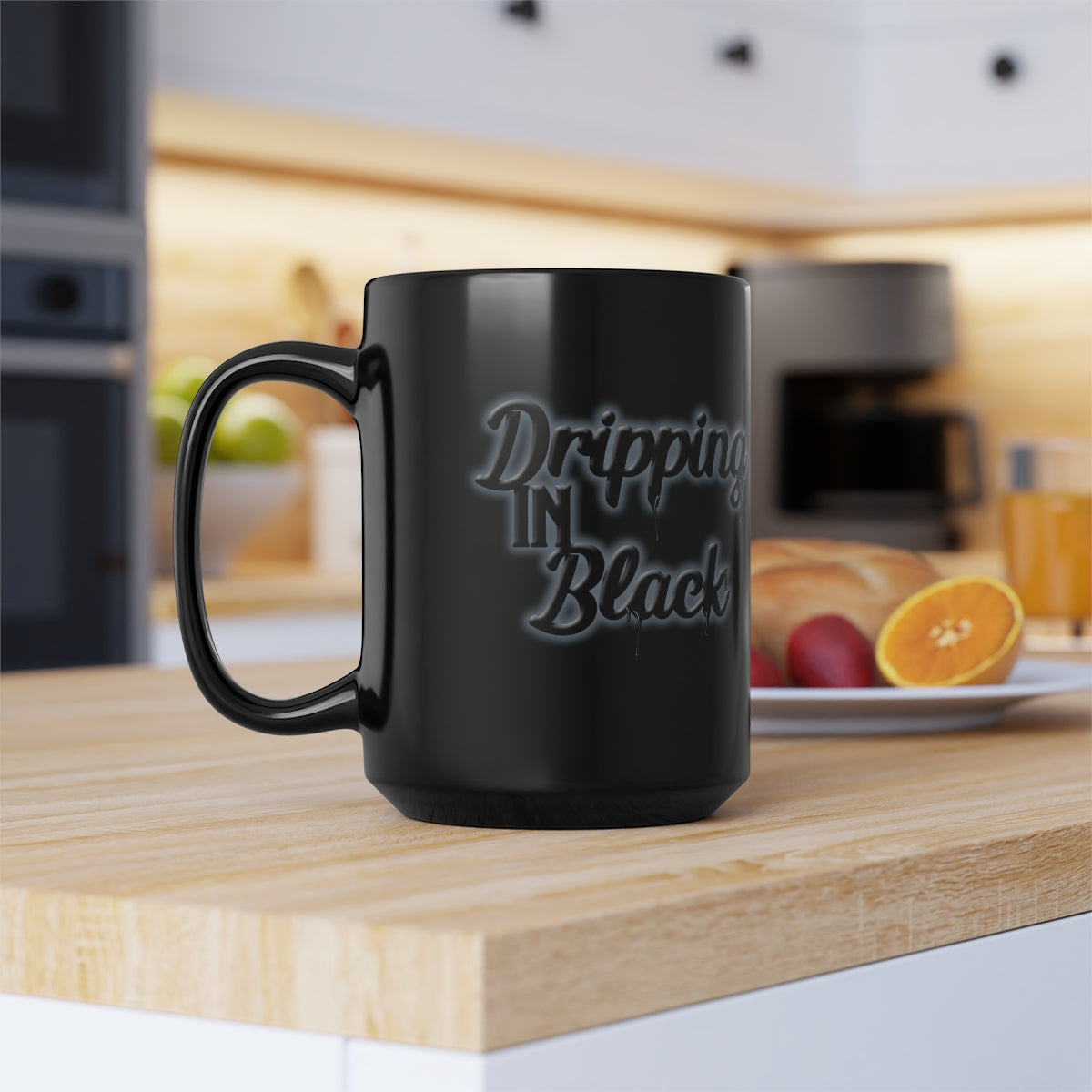 Dripping in Black Mug, 15oz